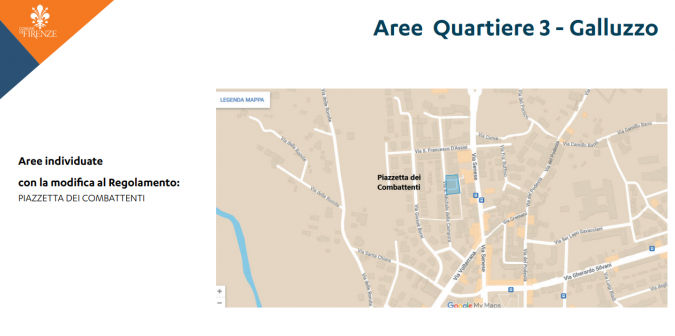 La mappa delle zone individuate nel Quartiere 3 zona Galluzzo