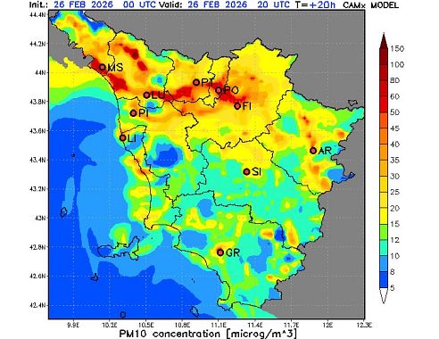 La concentrazione di inquinanti in Toscana