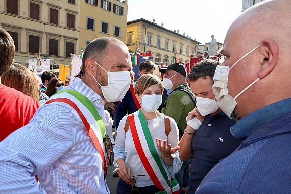 Il sindaco Barnini stamani a Firenze