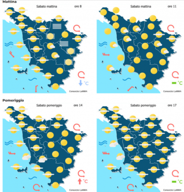 Le previsioni meteo del consorzio Lamma per sabato 6 Dicembre