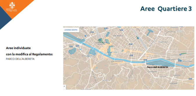 La mappa delle zone individuate nel Quartiere 3