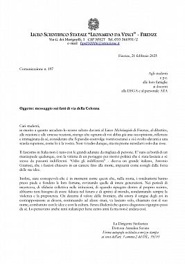 La lettera della preside Savino